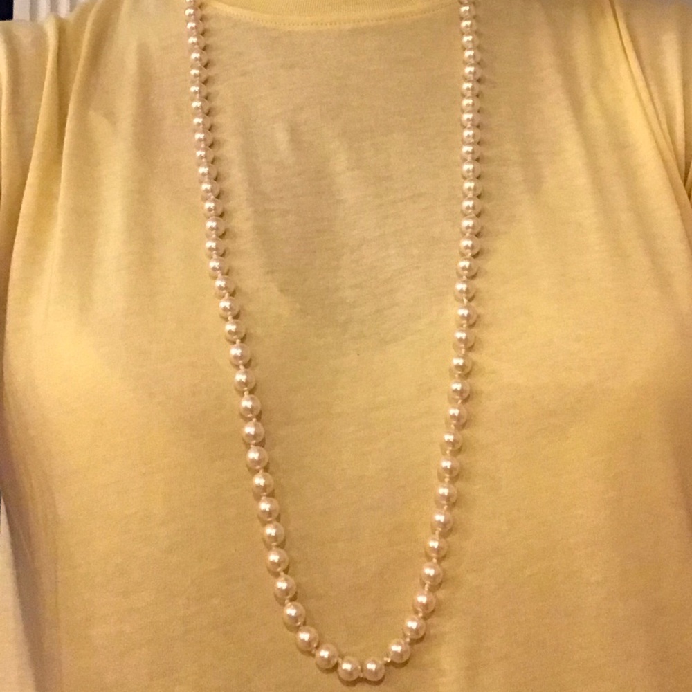 2/$10 Long Faux Pearl Necklace